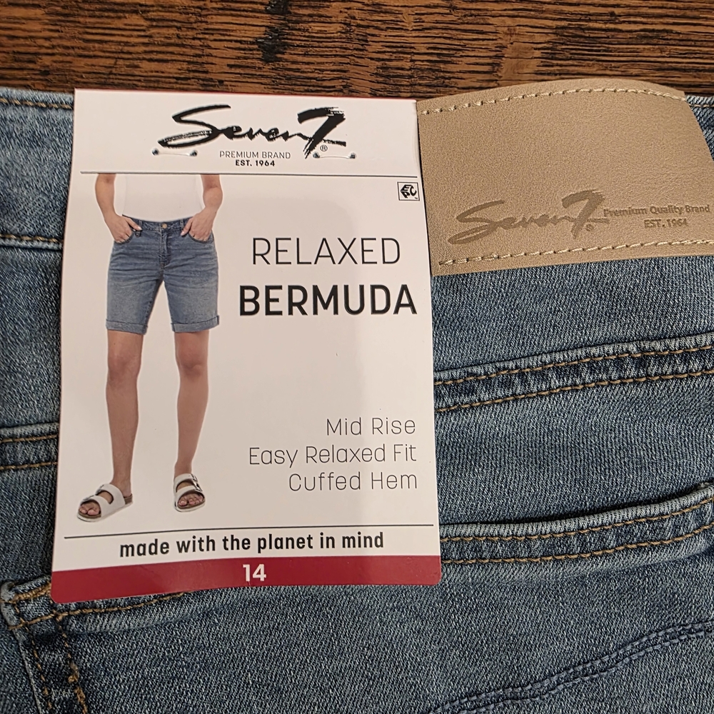 Seven7 Women's Relaxed Bermuda Shorts - Denim Blue